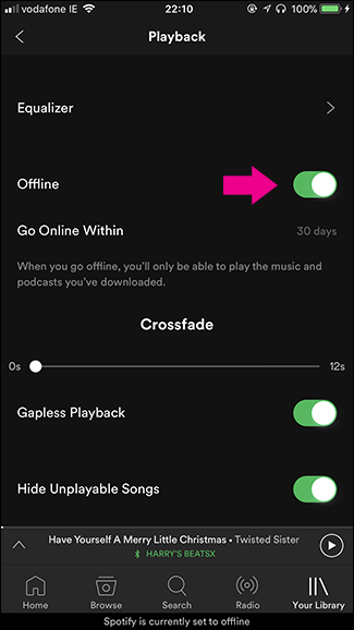 Spotify download music data usage chart
